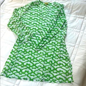 Roberta Roller Rabbit Green Patterned Tunic/Swimsuit Coverup